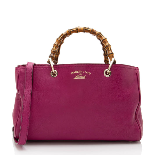 Gucci Leather Bamboo Medium Shopper Tote (SHF-UmUete)