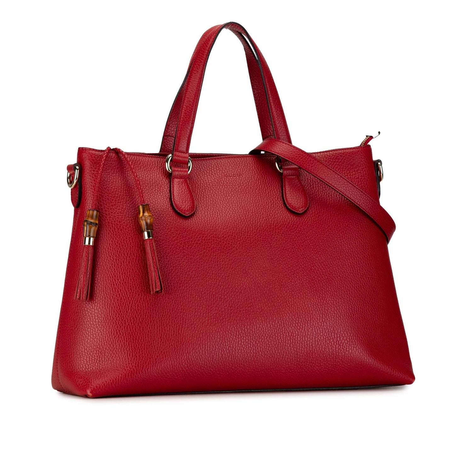 Gucci Leather Bamboo Tassel Satchel (thibsC)