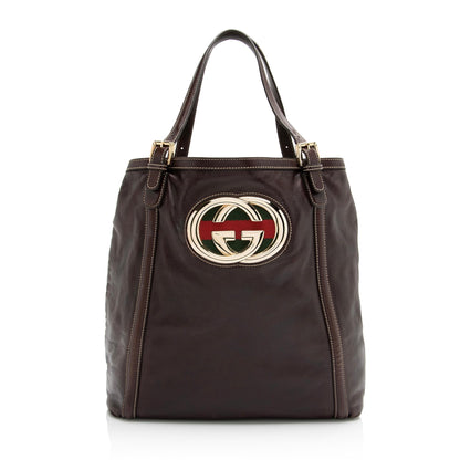 Gucci Leather Britt Large Tote (SHF-23095)