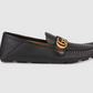 GUCCI LEATHER DRIVER WEB SHOES