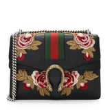 Gucci Leather Embroidered Rose Dionysus Medium Shoulder Bag (SHF-22427)