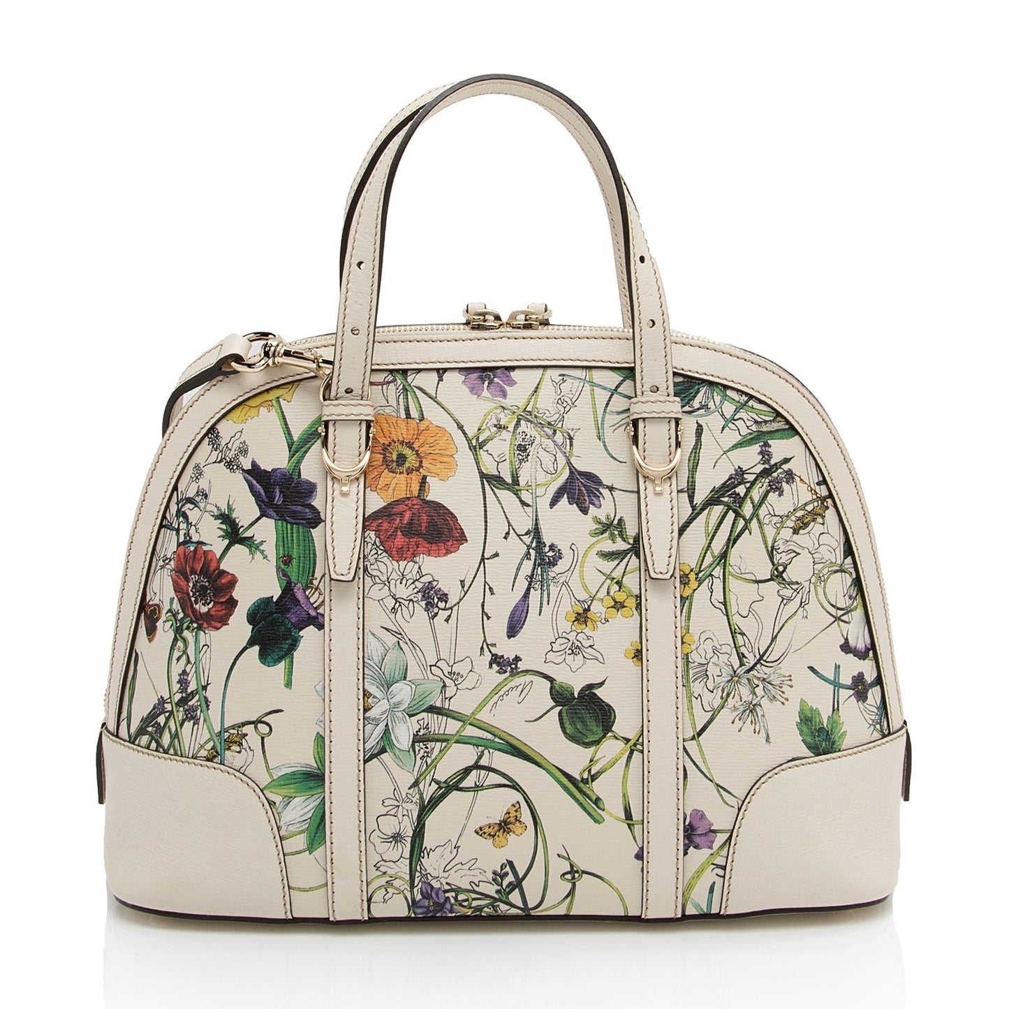 Gucci Leather Flora Nice Satchel (SHF-5DGwQW)