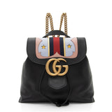 Gucci Leather GG Marmont Web Flap Chain Backpack