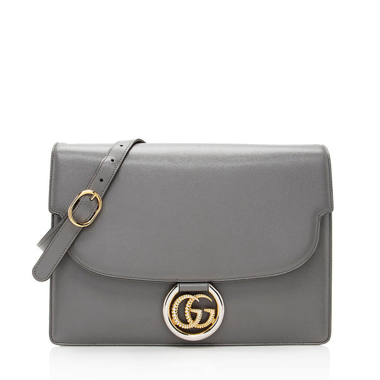 Gucci Leather GG Ring Medium Shoulder Bag - FINAL SALE (SHF-19440)