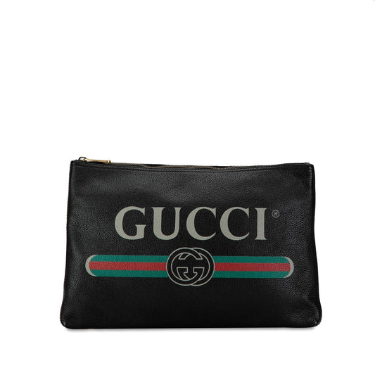 Gucci Leather Gucci Logo Clutch Bag (0B9RCU)