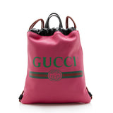 Gucci Leather Logo Drawstring Backpack (SHF-13243)
