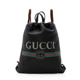 Gucci Leather Logo Drawstring Backpack (SHF-20714)