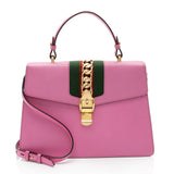 Gucci Leather Sylvie Medium Top Handle (SHF-h0LvZF)