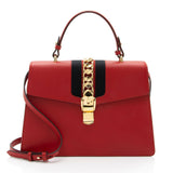 Gucci Leather Sylvie Top Handle Medium Satchel (SHF-BlCZi9)