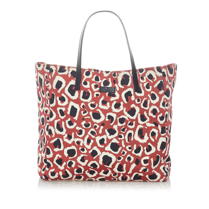 Gucci Leopard Printed Nylon Tote Bag (SHG-31267)