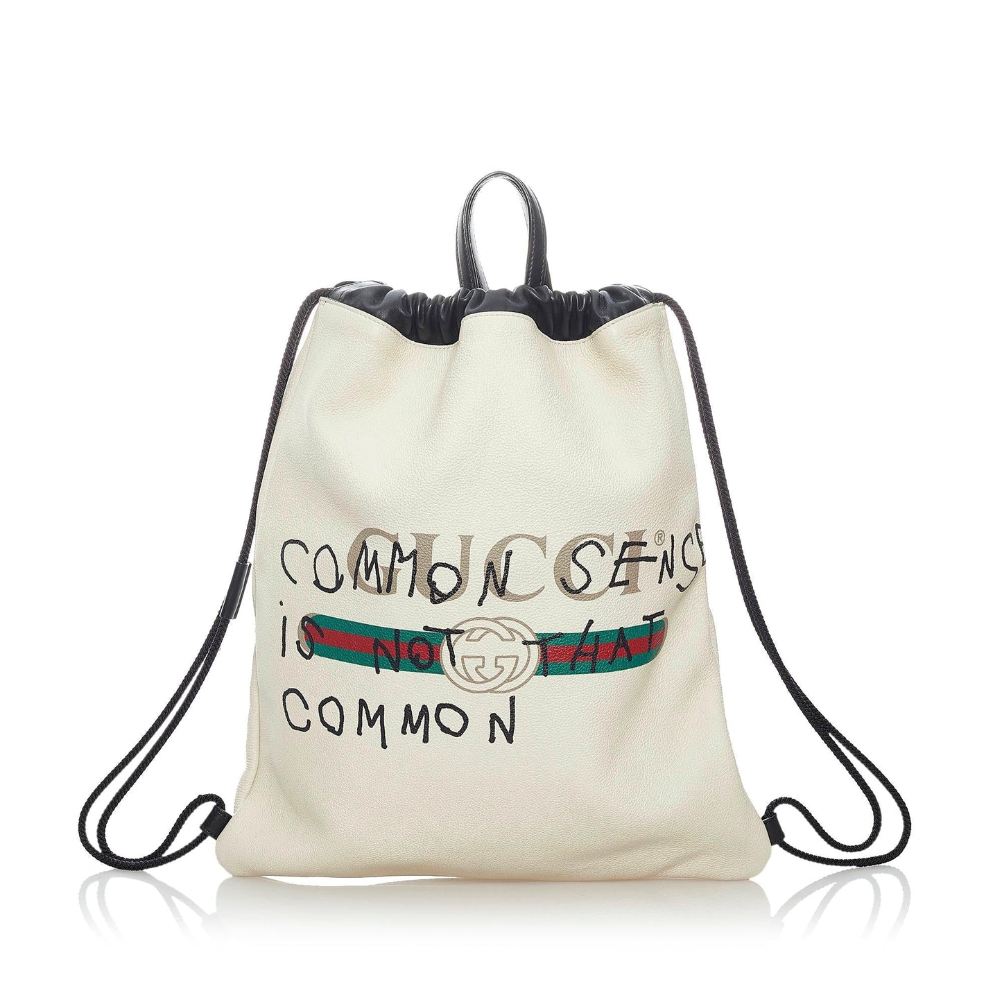 Gucci Logo Drawstring Leather Backpack (32109)