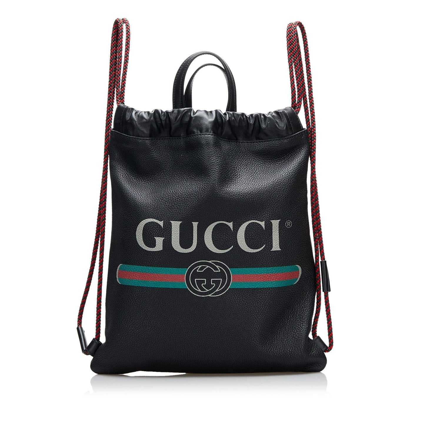 Gucci Logo Drawstring Leather Backpack (f1YPPC)