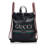 Gucci Logo Drawstring Leather Backpack (f1YPPC)