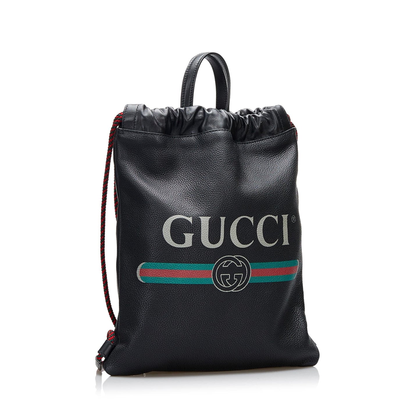 Gucci Logo Drawstring Leather Backpack (f1YPPC)