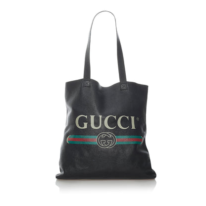 Gucci Logo Leather Tote Bag (SHG-29841)