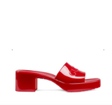 GUCCI LOGO RUBBER PLATFORM SLIDE SANDALS