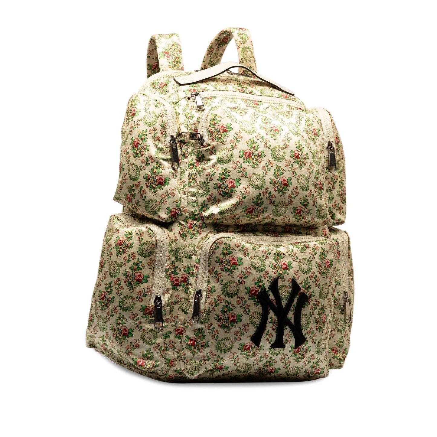 Gucci MLB Floral Satin NY Yankees Patch Backpack (RhoNm4)