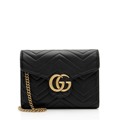 Gucci Matelasse Leather GG Marmont Mini Square Chain Bag (SHF-WW8qZG)