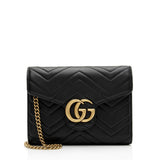 Gucci Matelasse Leather GG Marmont Mini Square Chain Bag (SHF-WW8qZG)