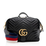 Gucci Matelasse Leather GG Marmont Top Handle Zip Around Small Shoulder Bag (SHF-21375)
