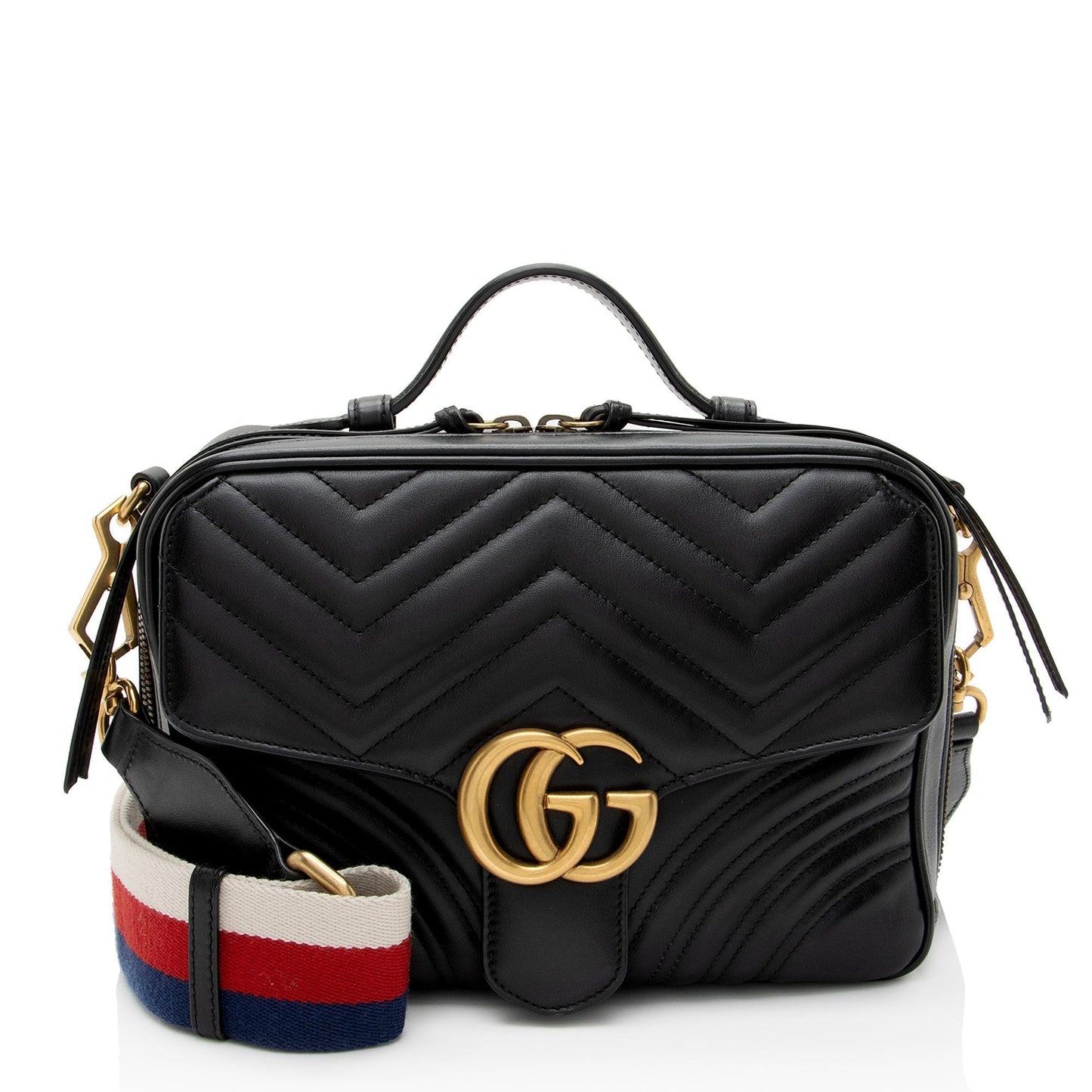 Gucci Matelasse Leather GG Marmont Zip Around Top Handle (SHF-czZJyD)