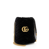 Gucci Matelasse Velvet GG Marmont Mini Bucket Bag (SHF-20434)