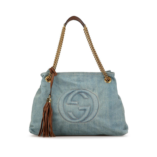 Gucci Medium Denim Soho Chain Tote (HWzqzR)