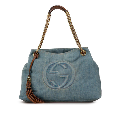 Gucci Medium Denim Soho Chain Tote (DkVIUR)