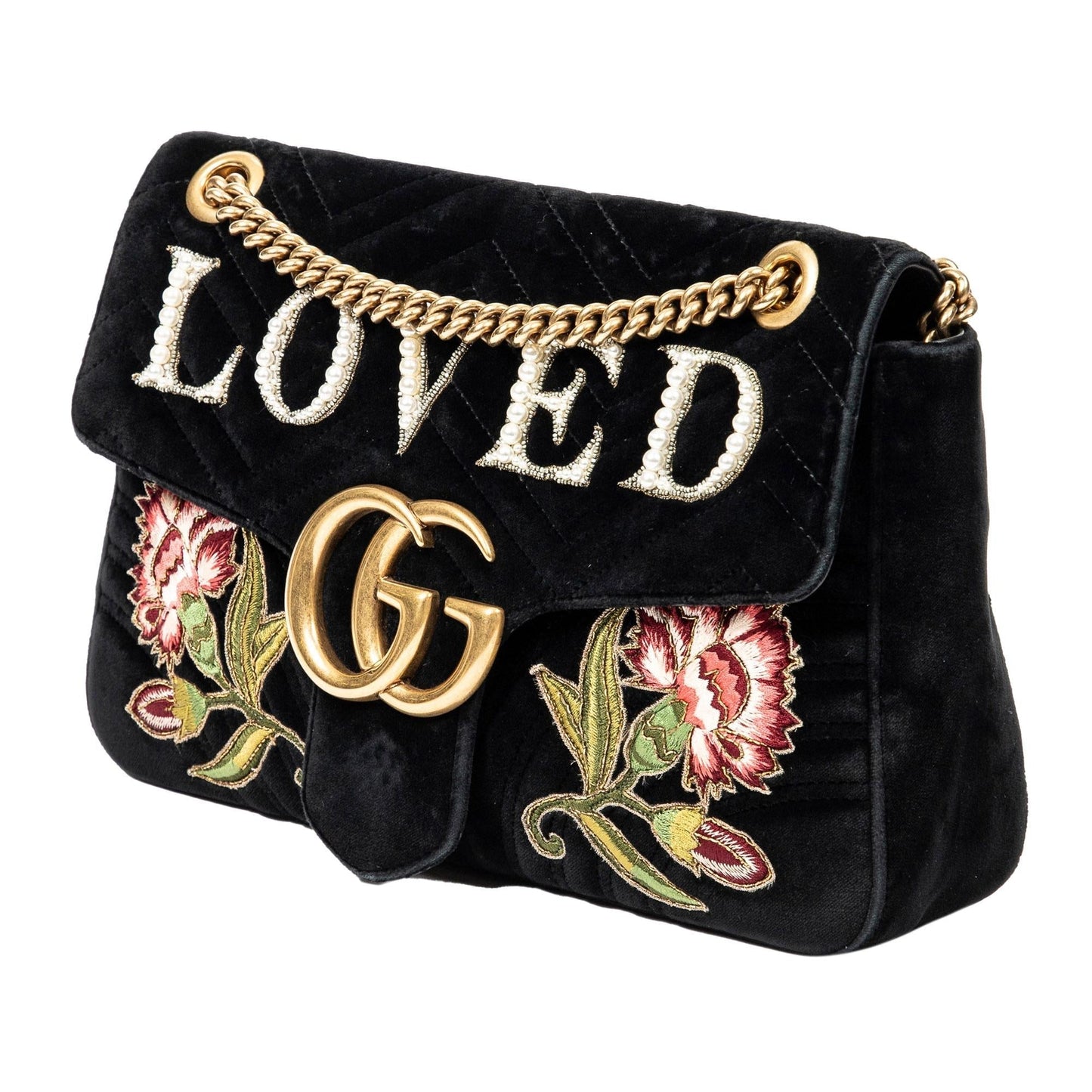 Gucci Medium GG Marmont Embroidered Matelasse Velvet Crossbody (0BOHzd)