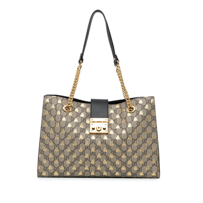 Gucci Medium GG Supreme Bees Padlock Tote (Gj3oC3)