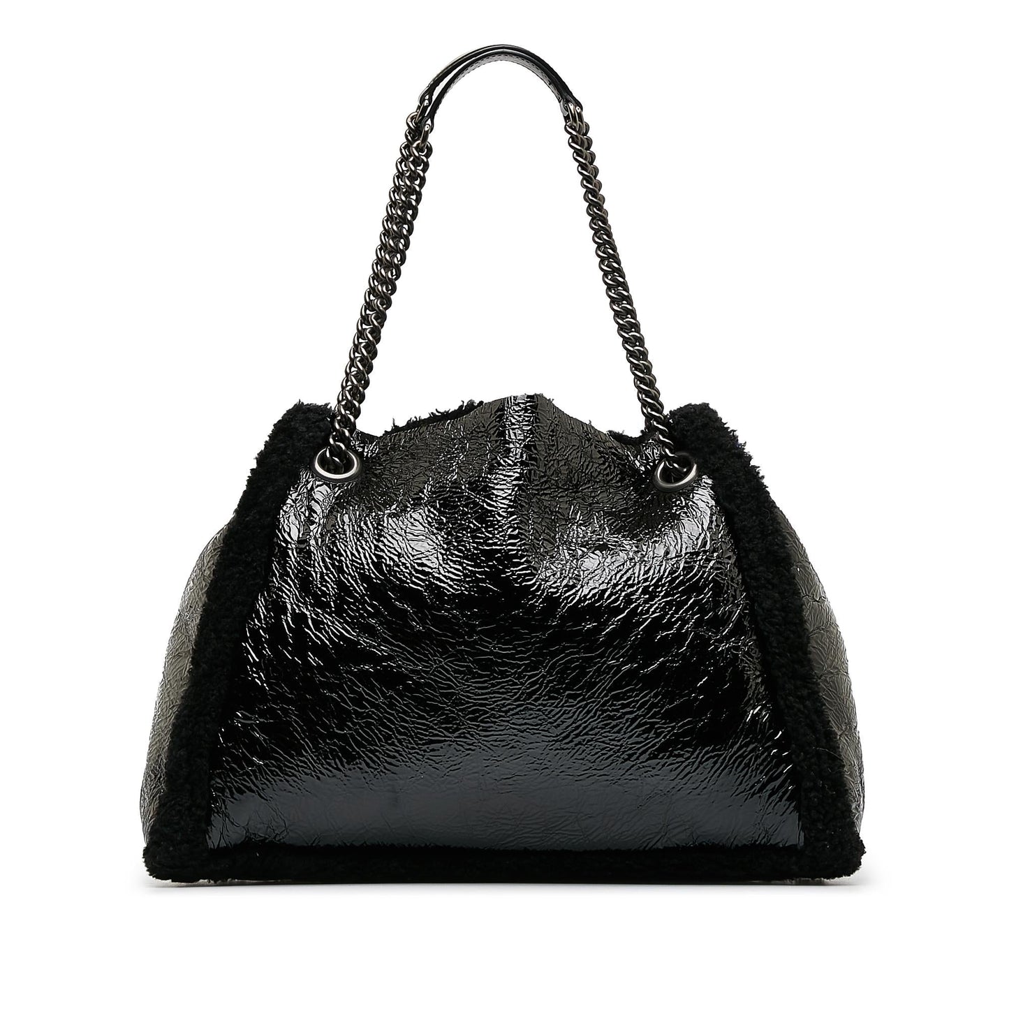 Gucci Medium Patent Shearling Soho Chain Tote (dATtOX)