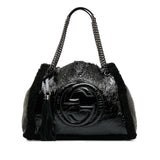 Gucci Medium Patent Shearling Soho Chain Tote (dATtOX)