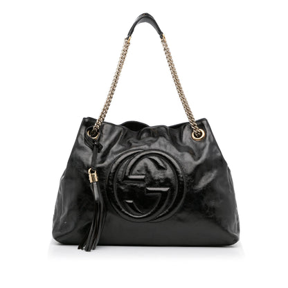 Gucci Medium Patent Soho Chain Tote (skULqA)