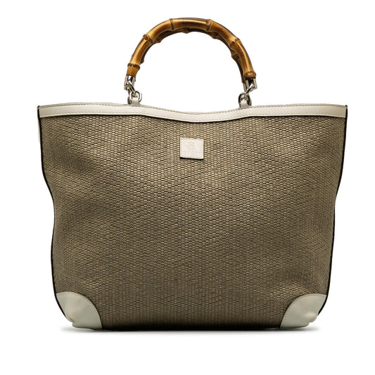 Gucci Medium Raffia Bamboo Shopper Tote (lv32Tc)