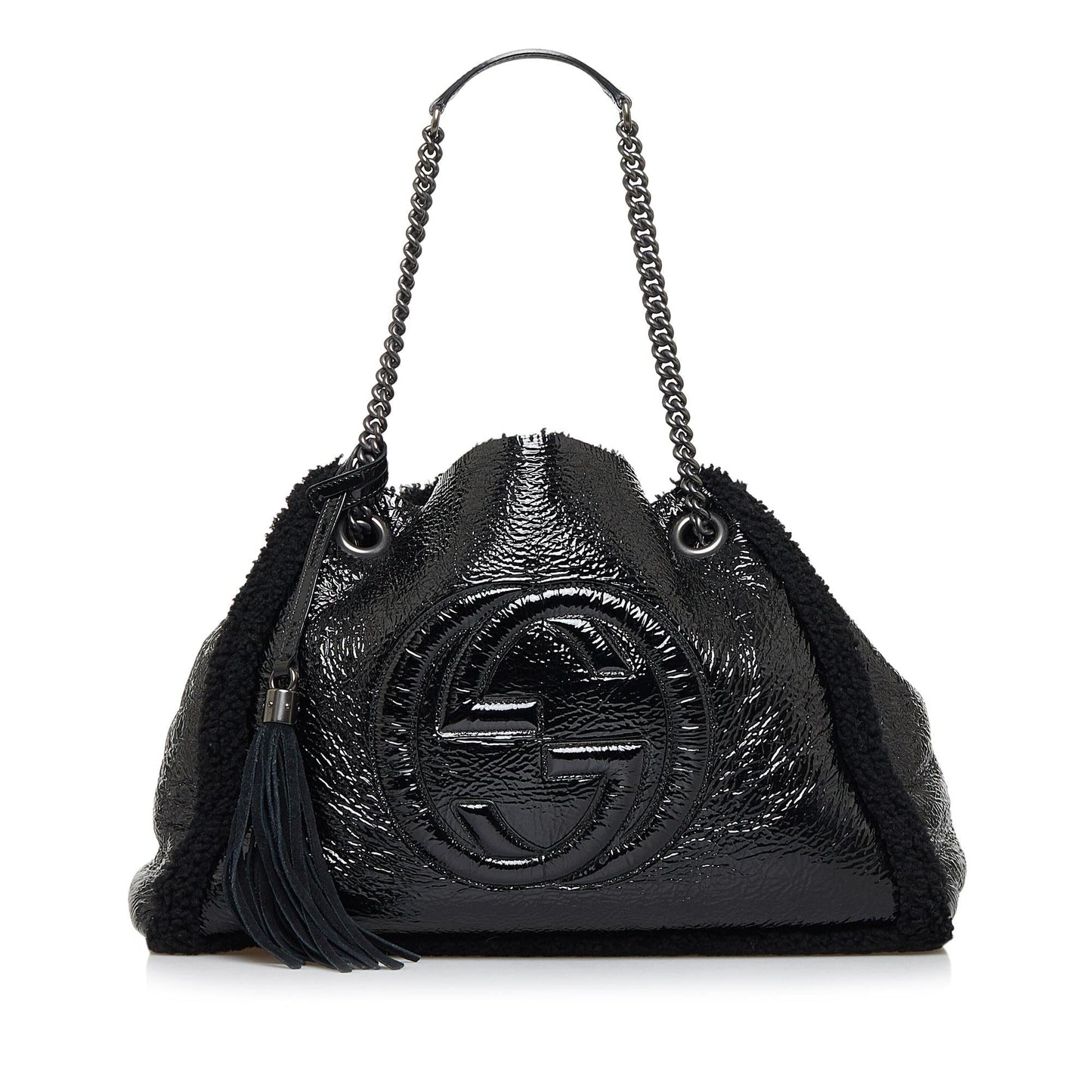 Gucci Medium Shearling Patent Soho Tote (UHtKPg)