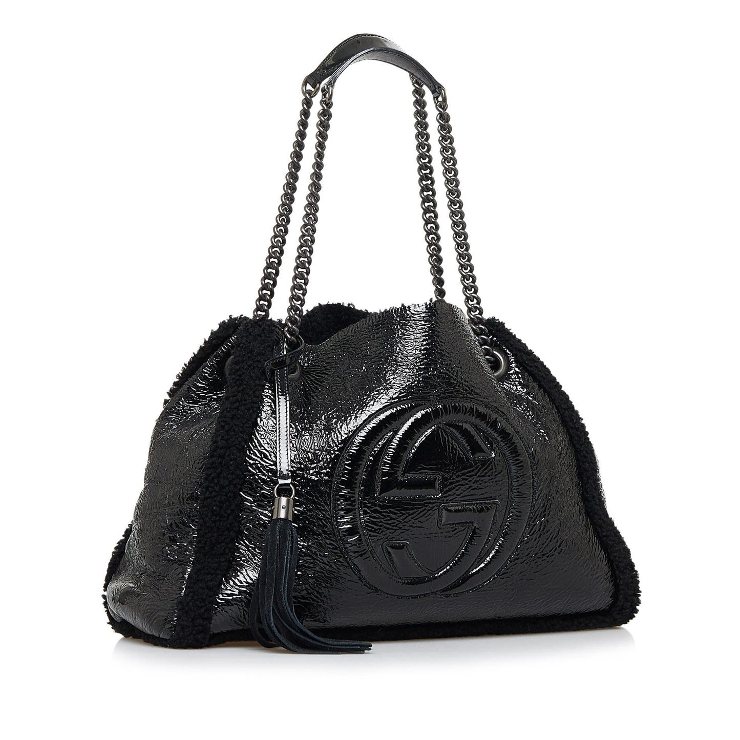 Gucci Medium Shearling Patent Soho Tote (UHtKPg)