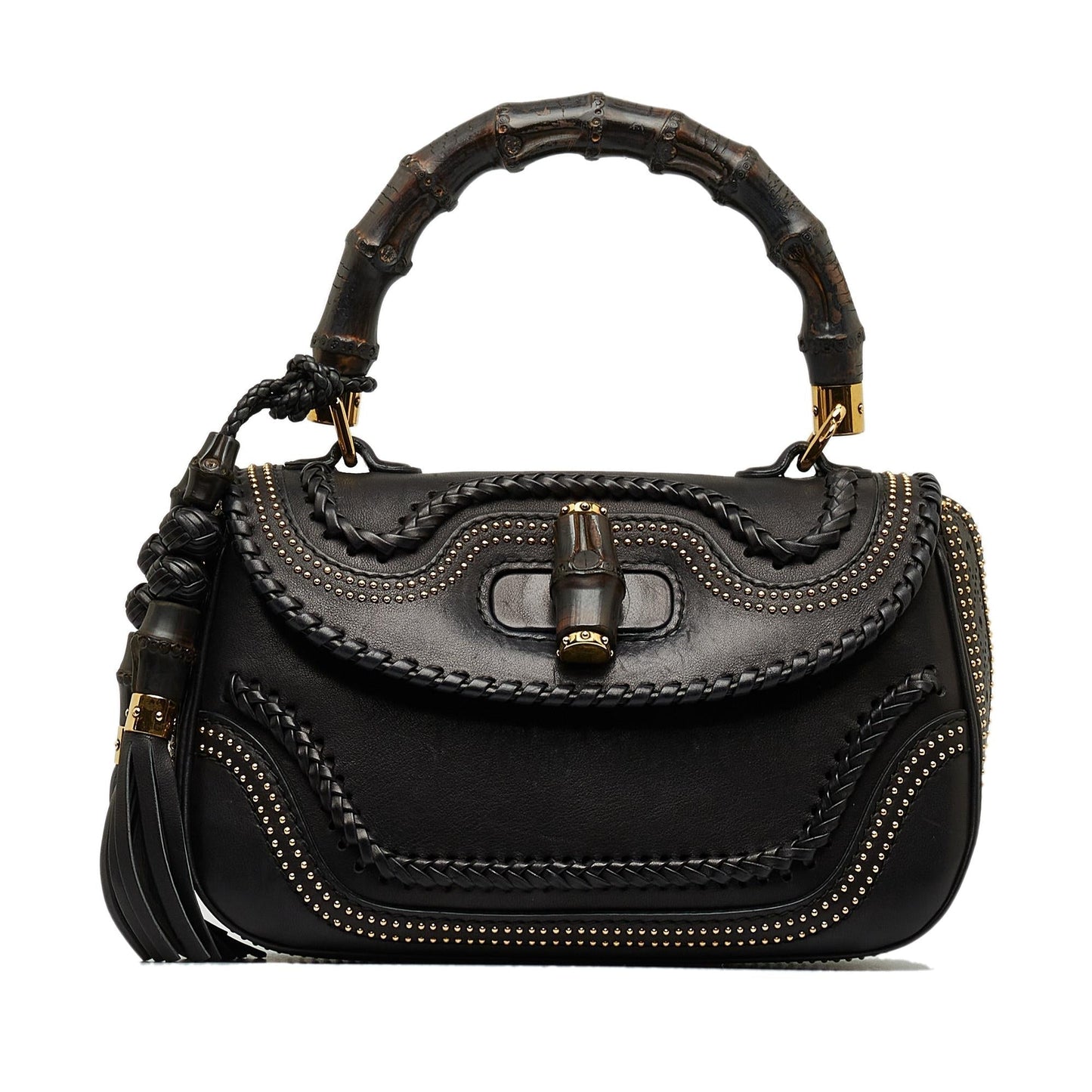 Gucci Medium Studded New Bamboo Tassel Satchel (LOkrtI)