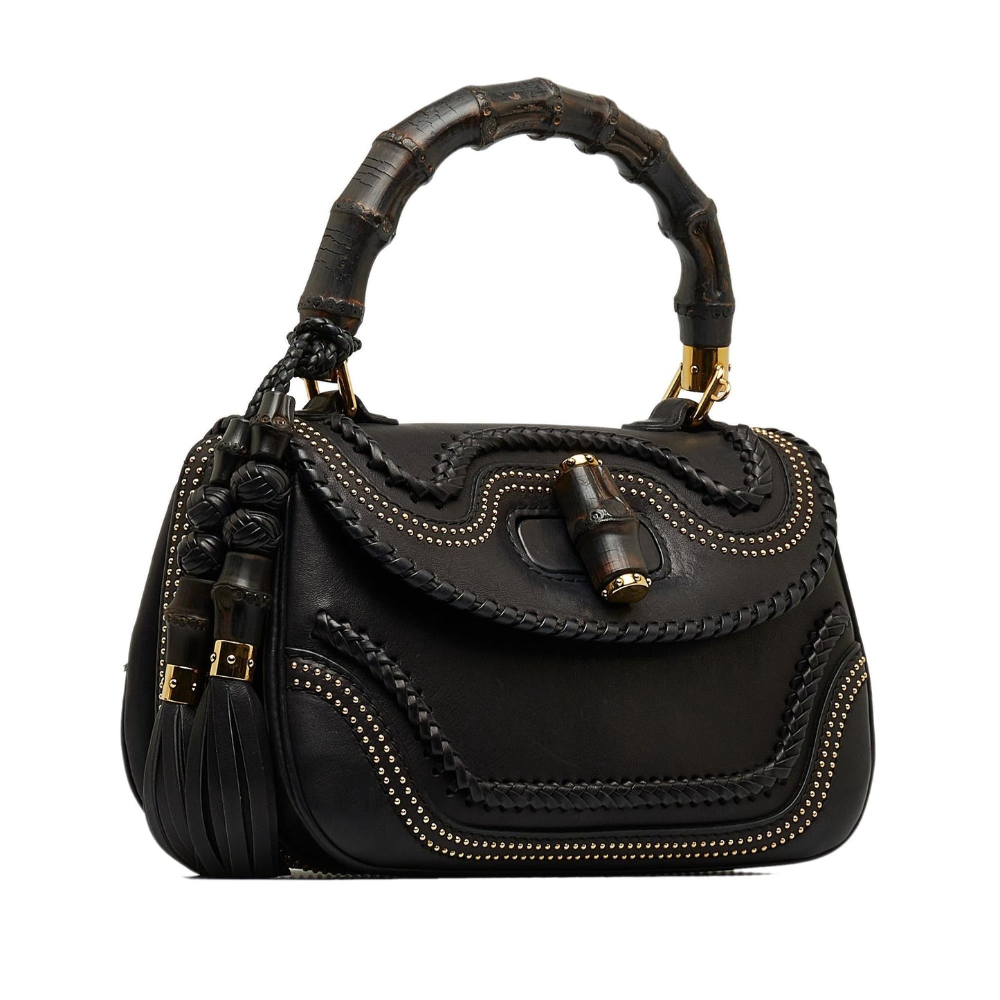Gucci Medium Studded New Bamboo Tassel Satchel (LOkrtI)