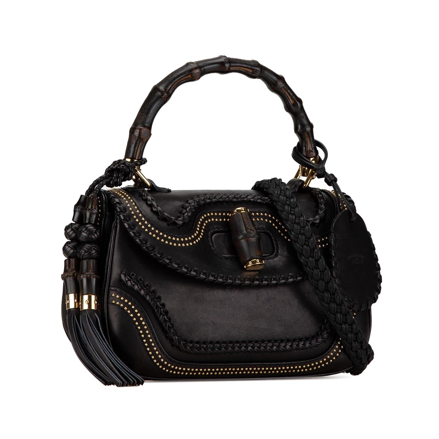 Gucci Medium Studded New Bamboo Tassel Satchel (QZ6Rq6)