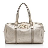 Gucci Metallic Leather Britt Medium Boston Bag (SHF-23530)