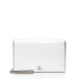 Gucci Metallic Leather GG Marmont Wallet on Chain (SHF-3rKwDE)