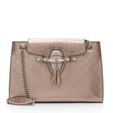 Gucci Metallic Patent Guccissima Leather Emily Large Shoulder Bag (SHF-v4gshd)