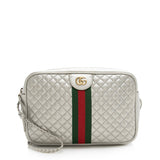 Gucci Metallic Quilted Leather Web Trapuntata Small Shoulder Bag (SHF-22451)