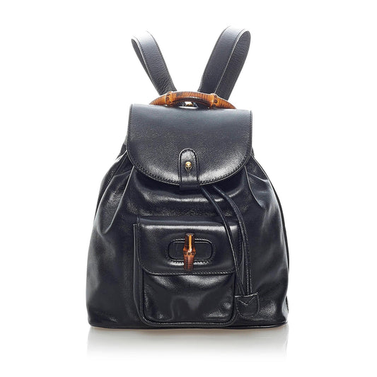Gucci Mini Bamboo Drawstring Leather Backpack (33125)