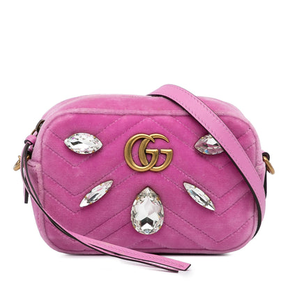 Gucci Mini GG Marmont Crystal Embellished Velvet Crossbody (A5av44)