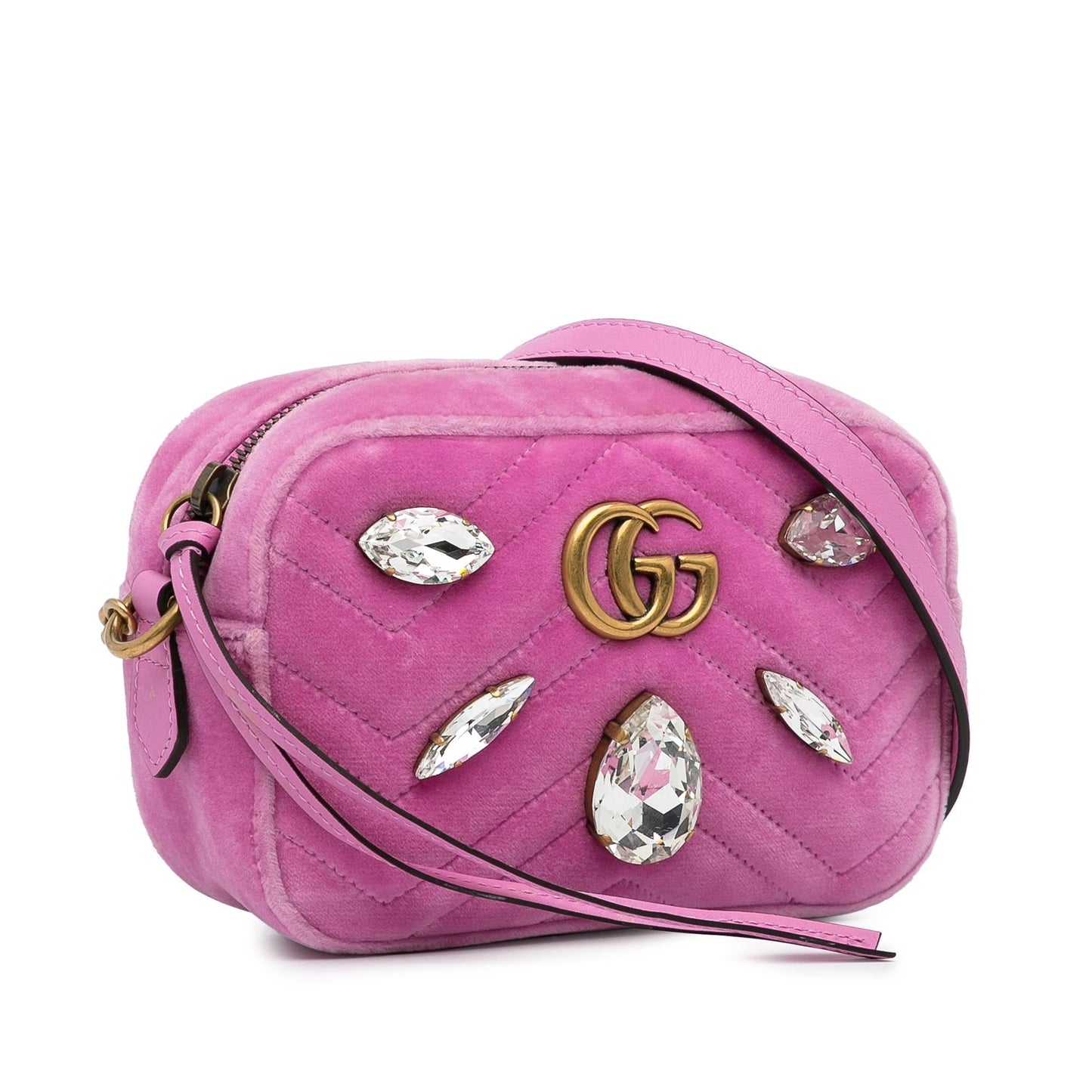 Gucci Mini GG Marmont Crystal Embellished Velvet Crossbody (A5av44)