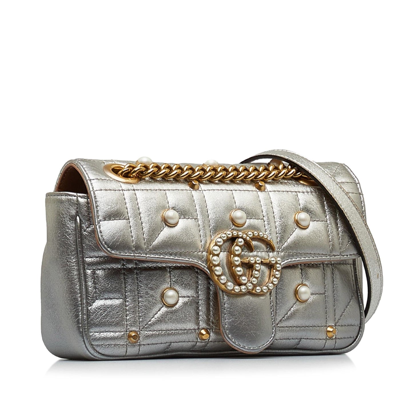 Gucci Mini GG Marmont Matelasse Pearl Crossbody Bag (NtkRNe)