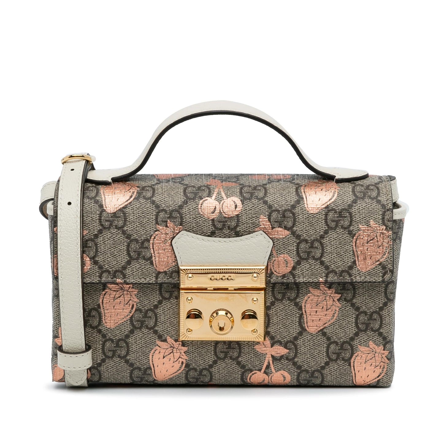 Gucci Mini GG Supreme Berry Padlock Satchel (0xk6RT)