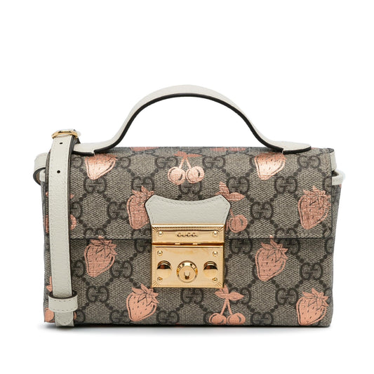 Gucci Mini GG Supreme Berry Padlock Satchel (0xk6RT)
