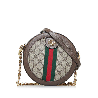 Gucci Mini GG Supreme Round Ophidia Crossbody (Q0Y51W)